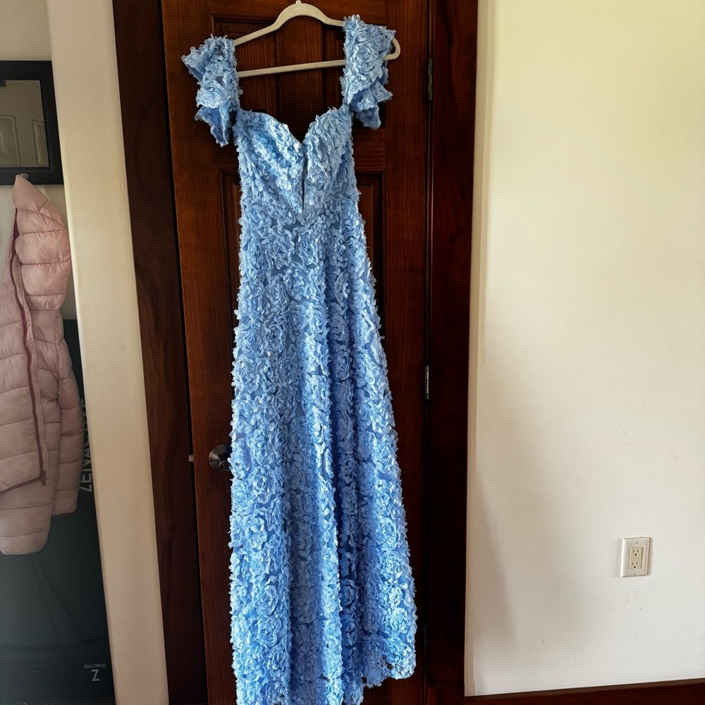 Faeriesty 3D Flower Off Shoulder Dress Size Small Light Blue Prom Homecoming
